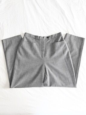 1990s-2000s Talbots Petites Black White Houndstooth Wool Flat Front Trousers USA